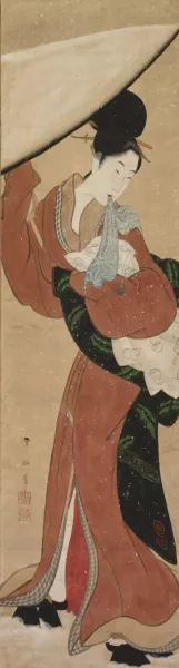 Lady with a Parasol by Koikawa Harumasa Oil Painting