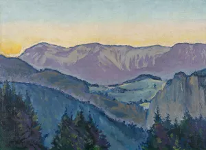 Blick auf die Rax von der Villa Mautner v. Markhof im Abendlicht by Koloman Moser Oil Painting