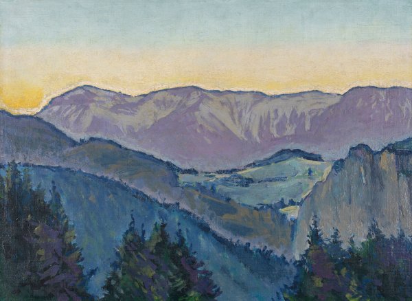 Blick auf die Rax von der Villa Mautner v. Markhof im Abendlicht  by Koloman Moser - Hand-Painted Oil Painting Reproduction