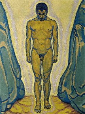 Stehender Junglingsakt zwischen Felsen by Koloman Moser Oil Painting