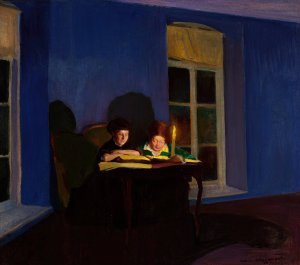 By Candlelight by Konrad Krzyzanowski Oil Painting