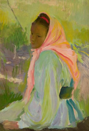 Girl from Polesie, sketch by Konrad Krzyzanowski Oil Painting