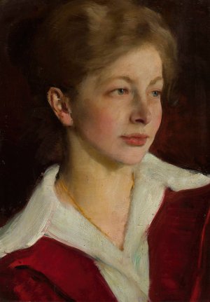 Portrait of Halina Pruska by Konrad Krzyzanowski Oil Painting