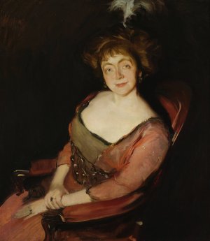 Portrait of Janina Dziekonska nee Korsak by Konrad Krzyzanowski Oil Painting