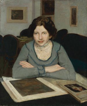 Portrait of Julia Paszkiewicz by Konrad Krzyzanowski Oil Painting