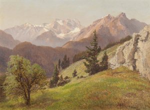 Mountain Landscape by Konrad Petrides Oil Painting