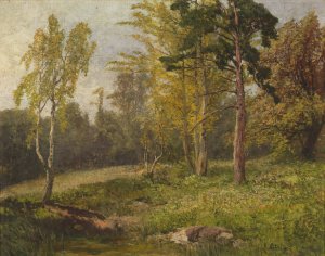 Waldlandschaft by Konrad Petrides Oil Painting