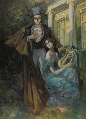 Pushkin And The Muse by Konstantin Alexeevich Korovin Pushkin And The Muse by Konstantin Alexeevich Korovin Oil Painting