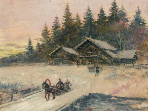 Winter Scene With Troika by Konstantin Alexeevich Korovin Oil Painting