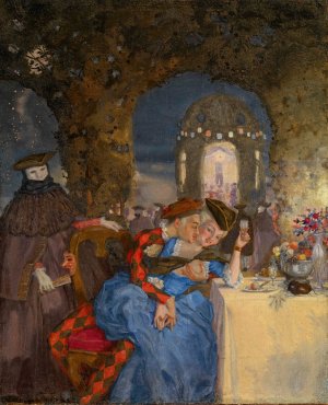 Rendezvous by Konstantin Andreevich Somov Oil Painting