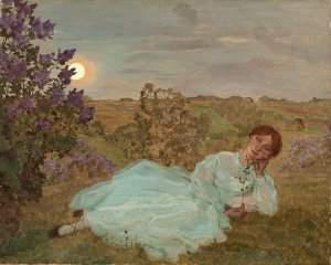 Repose At Sunset by Konstantin Andreevich Somov Oil Painting