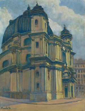 Kostol vo Viedni by Konstantin Bauer Oil Painting