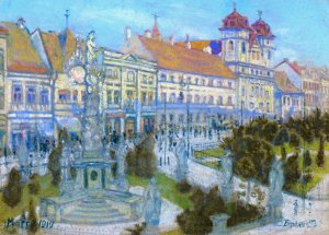 Na hlavnej ulici v Kosiciach by Konstantin Bauer Oil Painting