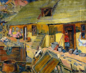 Sedliacky dvor by Konstantin Bauer Oil Painting