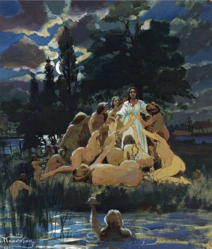 Mermaids by Konstantin Egorovich Makovsky Oil Painting