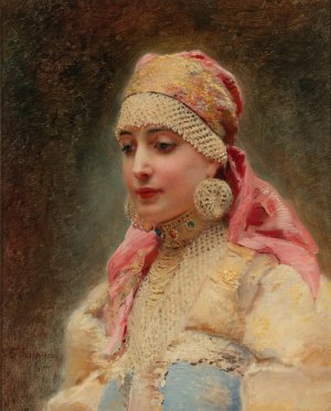 Portrait Of A Boyarina by Konstantin Egorovich Makovsky Oil Painting