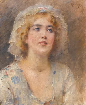 Portrait Of A Girl by Konstantin Egorovich Makovsky Oil Painting