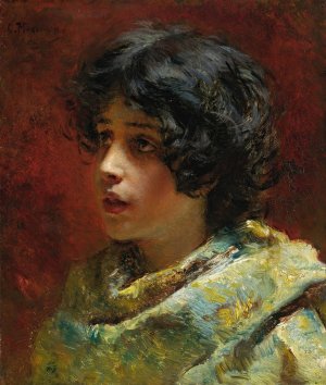 Portrait Of A Young Girl by Konstantin Egorovich Makovsky Oil Painting