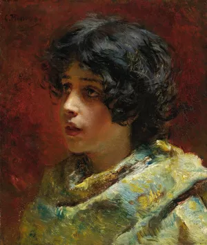 Portrait Of A Young Girl by Konstantin Egorovich Makovsky Oil Painting