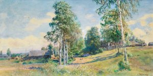 Russian Village In Spring by Konstantin Egorovich Makovsky Oil Painting