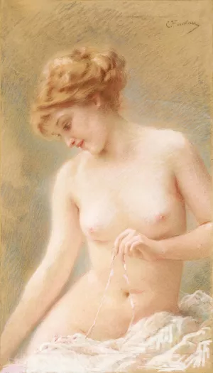 Sitting Nude by Konstantin Egorovich Makovsky Oil Painting