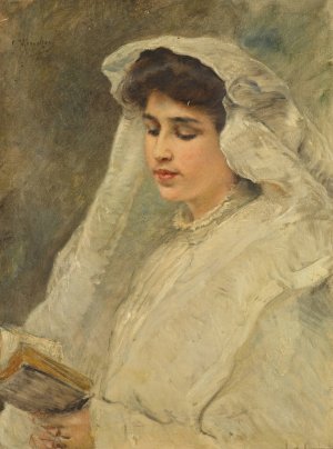 Woman Reading by Konstantin Egorovich Makovsky Oil Painting