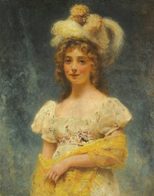 Yellow Shawl by Konstantin Egorovich Makovsky Oil Painting