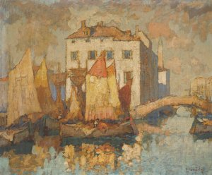 Fisherman In Chioggia by Konstantin Ivanovich Gorbatov Oil Painting