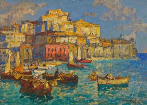 The Harbour At Naples Oil painting by Konstantin Ivanovich Gorbatov