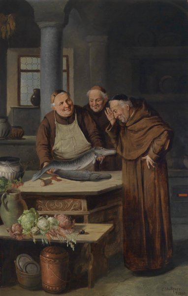 Ein guter Fang by Konstantin Stoitzner - Hand-Painted Oil Painting Reproduction