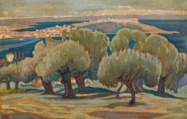 Main Product Photo of Olive Trees, Mytilini Painting by Konstantinos Maleas
