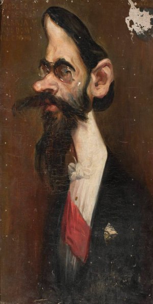 Caricature of Leopold Wasilkowski, sculptor by Konstanty Gorski Oil Painting