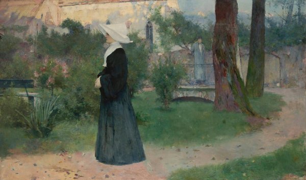Main Product Photo of Daughter of Charity in the hospital garden  Painting by Konstanty Mankowski