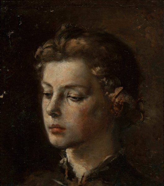 Main Product Photo of Portrait of a young girl Painting by Konstanty Mankowski