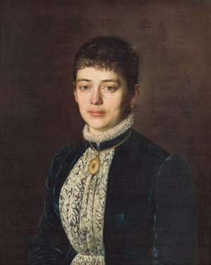 Portrait Of Mrs. M. Mandelikova by Kornel Bohun Oil Painting