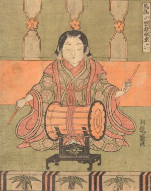 Man with Drum by Koryusai Isoda Oil Painting