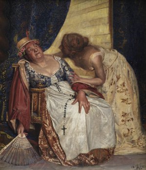 Julie og ammen by Kristian Zahrtmann Oil Painting