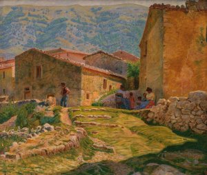 Solskinsformiddag i Civita d'Antino by Kristian Zahrtmann Oil Painting