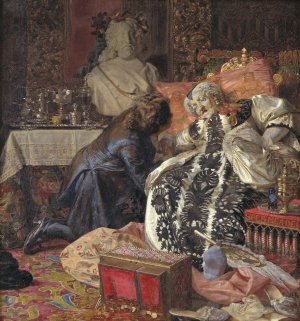 The Death Of Queen Sophie Amalie by Kristian Zahrtmann Oil Painting
