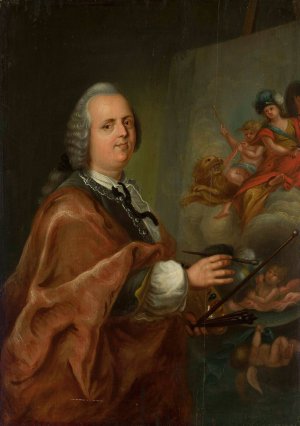 Self-portrait at work by Krzysztof Jozef Werner Oil Painting