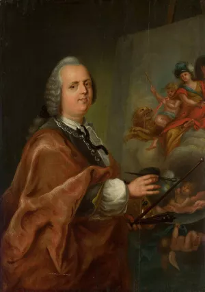 Self-portrait at work by Krzysztof Jozef Werner Oil Painting