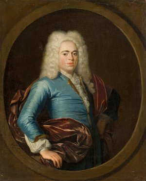 Portrait of a young man in a wig by Krzysztof Lubieniecki Oil Painting