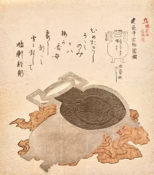Mirror from Kenchoji Temple, from the series The Kamakura Chronicles Oil painting by Kubo Shunman