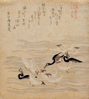 Where the Cormorants and Sea Gulls Gathered and Played, from the series Tosa Nikki by Kubo Shunman Oil Painting