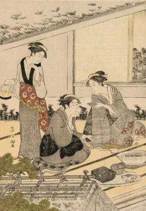 Women in a Tea House by Kubo Shunman Oil Painting