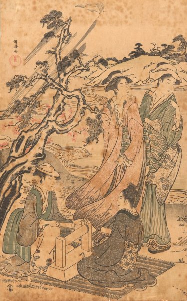 Women in the Wind  by Kubo Shunman - Hand-Painted Oil Painting Reproduction