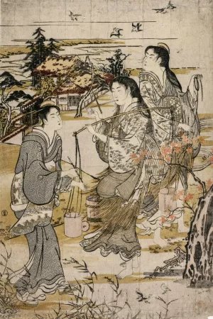 Women with Salt Pails; The Noda Tama River in Mutsu Province, from an untitled series of the Six Tama Rivers Oil painting by Kubo Shunman