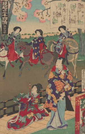Women Traveling, Some on Horseback by Kunichika Toyohara Oil Painting