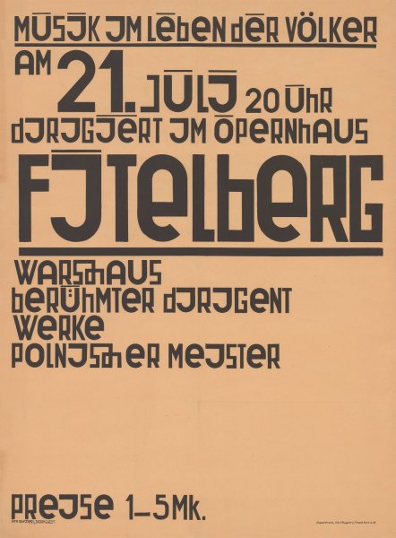Musik im Leben der VOlker, am 21. Juli 20 Uhr dirigiert im Opernhaus Fitelberg, Warschaus beruhmter Dirigent, Werke polnischer Meister, Preise 1-5 Mk by Kurt Schwitters - Hand-Painted Oil Painting Reproduction