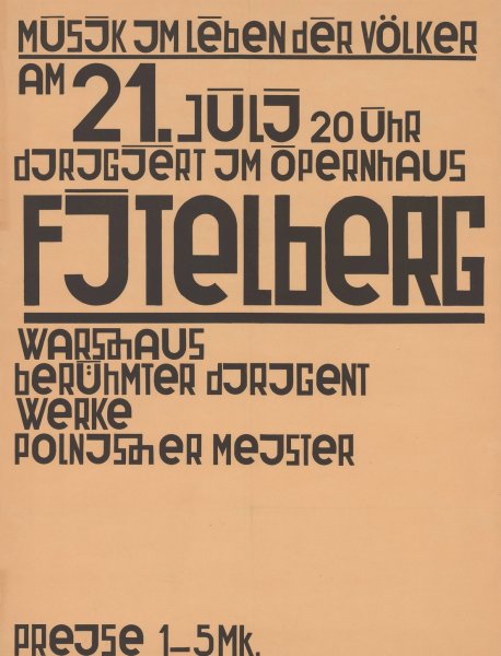 Musik im Leben der VOlker, am 21. Juli 20 Uhr dirigiert im Opernhaus Fitelberg, Warschaus beruhmter Dirigent, Werke polnischer Meister, Preise 1-5 Mk  by Kurt Schwitters - Hand-Painted Oil Painting Reproduction